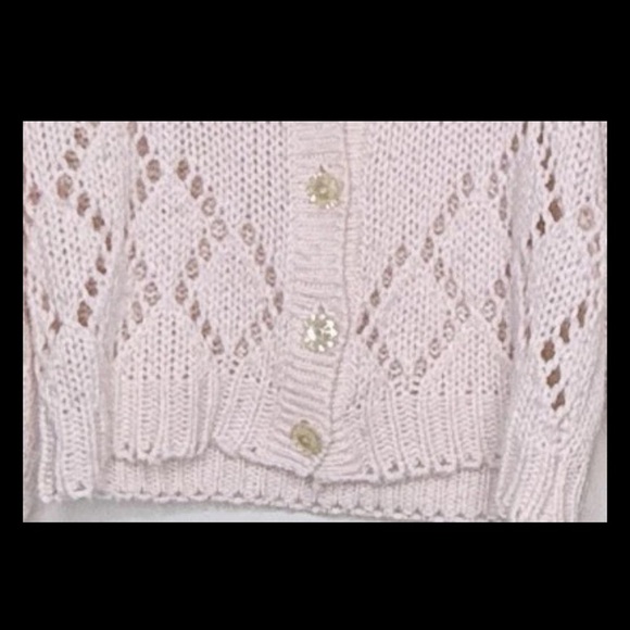 Vintage Knit Peach Embroidered Floral Cardigan Sweater M V-Neck Long Sleeves - Picture 2 of 6